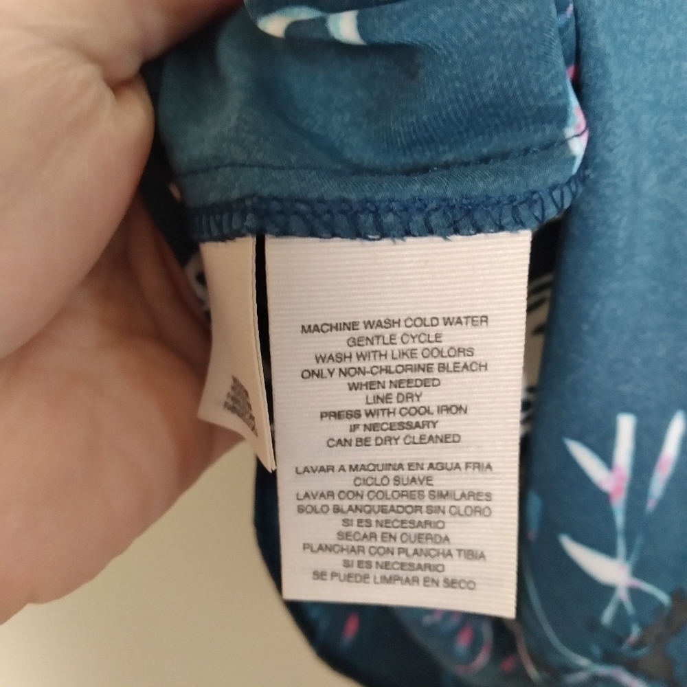 Rachel Rachel Roy Shirred Printed Teal Off the Shoulder Blouse Size Large - Picture 8 of 9